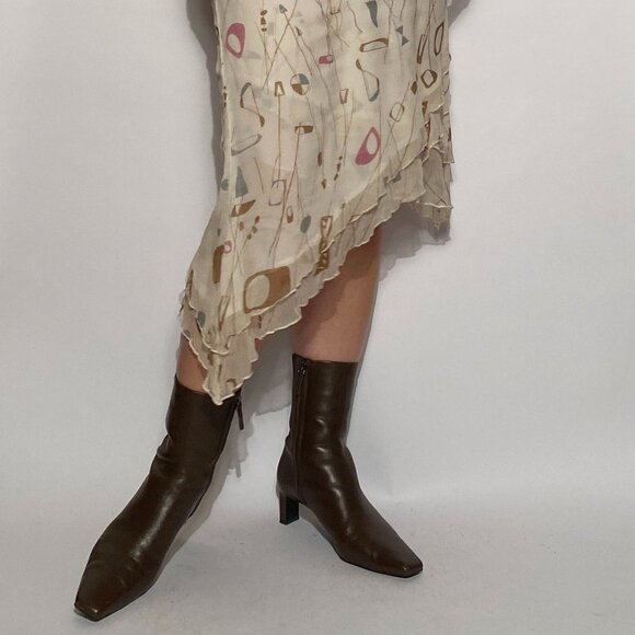 Vintage Y2K Real Silk ATOMIC Print Asymmetrical Skirt -- Small to Medium - Picture 6 of 9